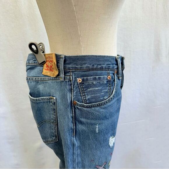 Levi's 501 custom hand‎ painted cartoon graffiti high waist jeans size 32x30 - Picture 13 of 16